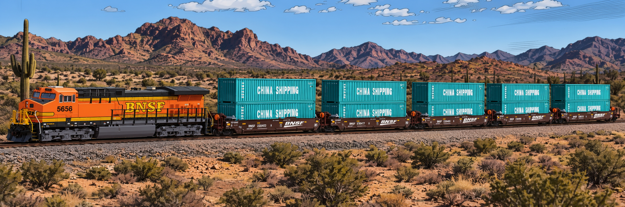 N Scale BNSF Stack Train model train set