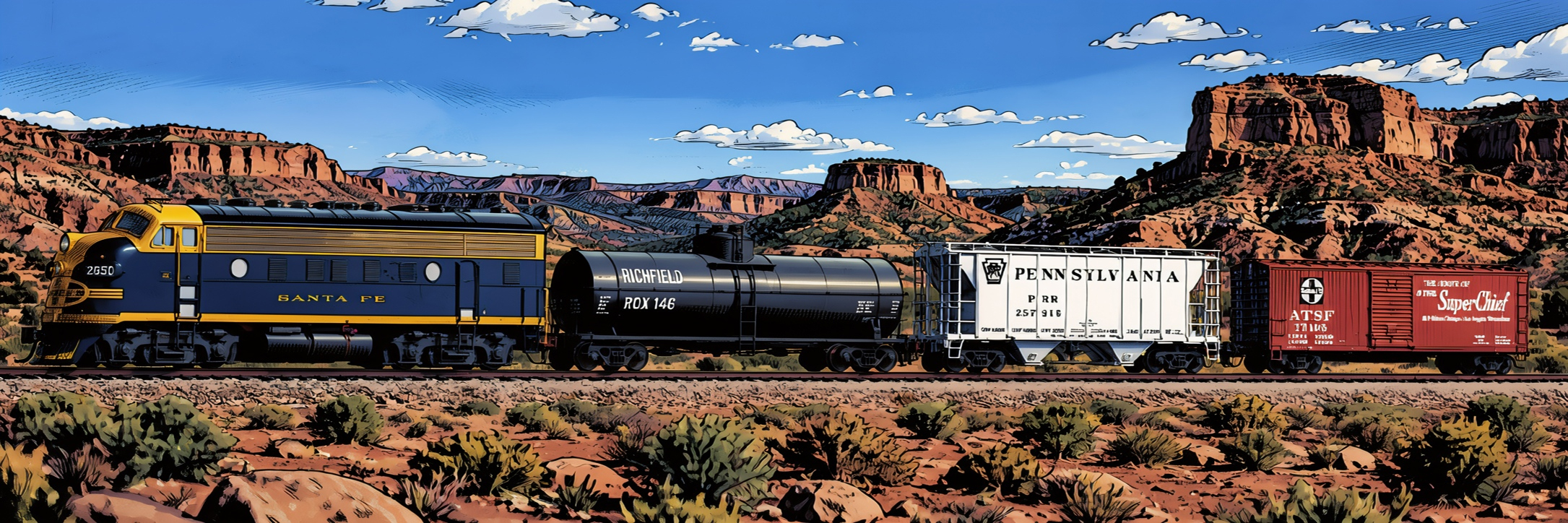 HO Scale Santa Fe Fast Freight model train set