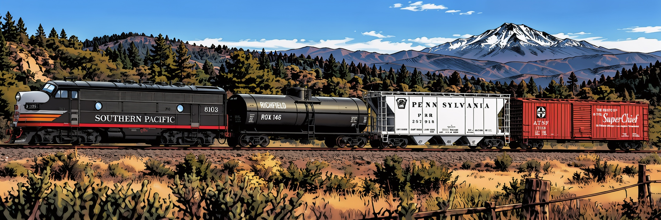 HO Scale Southern Pacific Fast Freight model train set