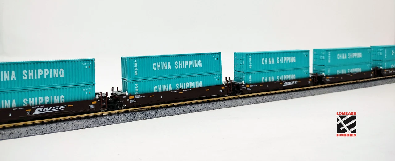 BNSF 5-Unit Container Well Cars w/40' Containers
